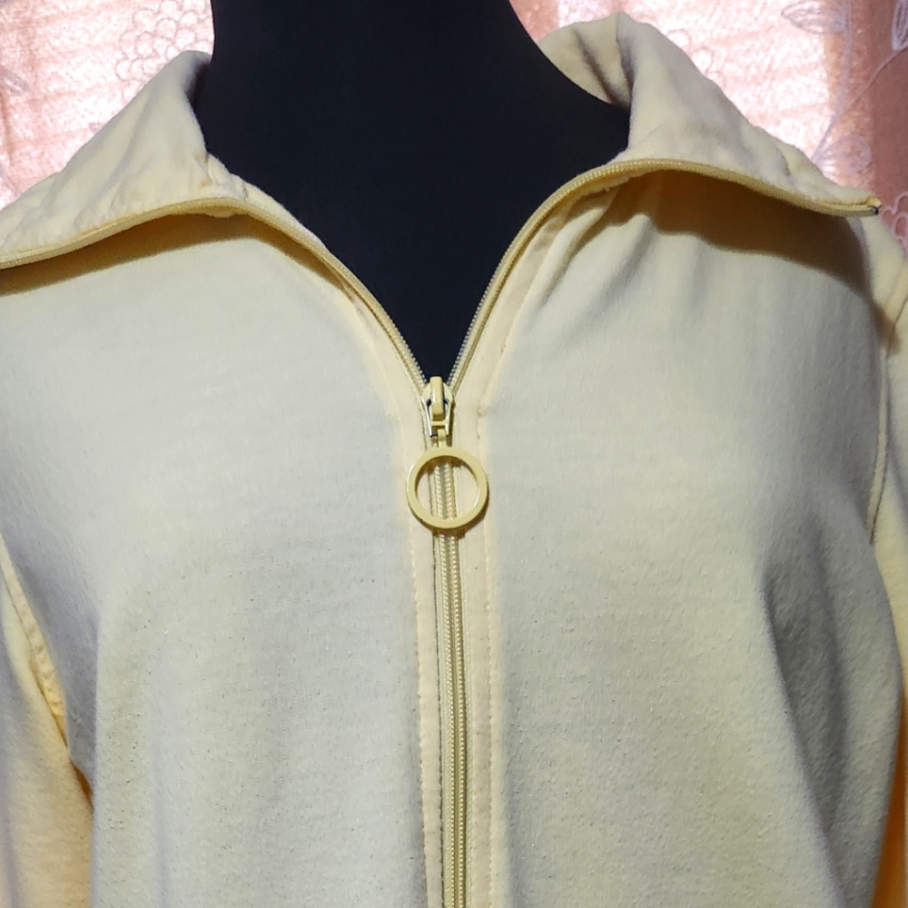 Coral Bay Yellow Jacket pockets zip up cotton size Large. Long sleeves - Picture 4 of 10